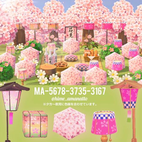 Acnh Sakura Design, Acnh Sakura, Otter Illustration, Cherry Blossom Decor, Sakura Design, Custom Umbrella, Pink Island, Animal Crossing Funny, Animal Crossing Wild World