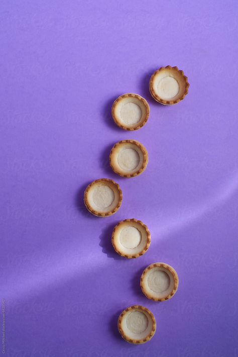 Tarts Photography, Tartlet Shells, Shell Photography, Pastel Backdrop, Mini Tart Shells, Photo Concept, Tart Shells, Mini Tart, Purple Background