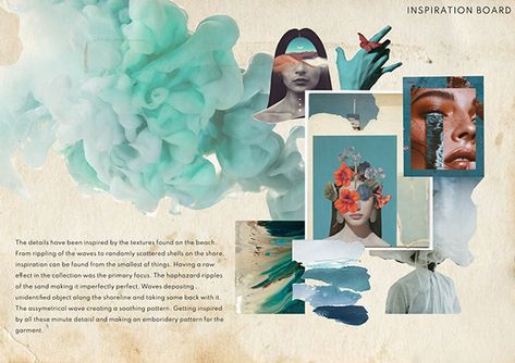 Concept Boards Fashion, Portfolio Collage Design, Portrait Portfolio Layout, Concept Board Fashion Portfolio, Colorful Portfolio Design, Painting Portfolio Layout, Fashion Portfolio Layout Mood Boards, Research Board Fashion, Portfolio Projects Ideas