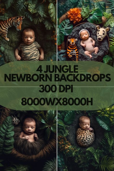 Jungle Theme Newborn Photoshoot, Jungle Newborn Photography, Newborn Backdrop, Newborn Digital Backdrop, Lions Photos, Baby Boy Pictures, Newborn Baby Photoshoot, Baby Shoot, Jungle Adventure