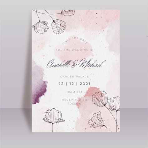 Wedding Card Template, Boho Wedding Invitation Template, Painted Wedding Invitation, Watercolor Floral Invitation, Elegant Wedding Invitation Card, Floral Wedding Invitation Card, Design Invitation, Watercolor Floral Wedding Invitations, Wedding Invitation Card Template