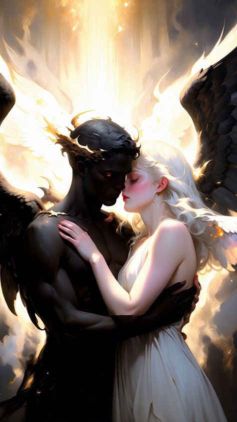 Female Angel, Angel Wings Art, Male Angel, Gothic Angel, Wings Art, Angel And Devil, Beautiful Dark Art, Angels And Demons, Dark Angel