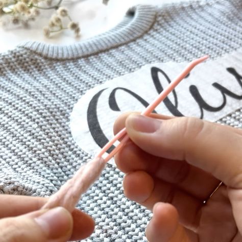 Supplies Guide: What You Need to Embroider a Custom Baby Name Sweater Embroidered Name Sweater, Initial Sweater, Baby Name Sweater, Name Sweater, Embroidery By Hand, Yarn Embroidery, Lion Brand Wool Ease, Embroidery Sweater, Medium Weight Yarn