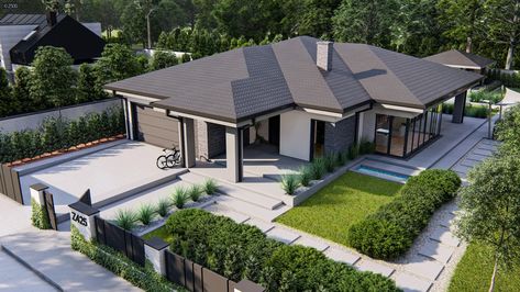 Minimalist Modern Exterior, Modern Exterior House, Exterior House Design, Modern Bungalow Exterior, Bungalow Style House, House Design Trends, Bungalow Style House Plans, Bungalow Exterior, Modern Bungalow House