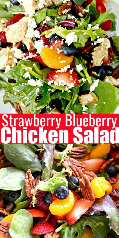 Strawberry Mandarin Orange Salad, Blueberry Strawberry Salad, Strawberry Chicken Salad Recipe, Mandarin Orange Chicken Salad, Orange Chicken Salad, Pineapple Chicken Salad, Chicken Salad With Pineapple, Salad With Poppy Seed Dressing, Blueberry Chicken