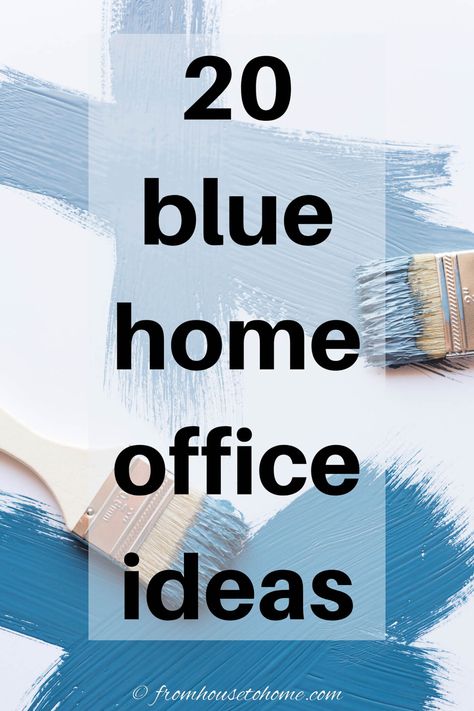 20 blue home office ideas Dark Blue Home Office Ideas, Dark Blue Office Walls, Dark Blue Home Office, Blue Home Office Ideas, Blue Office Ideas, At Home Office Decor, Grey Office Ideas, Blue And White Decorating Ideas, Navy Blue Desk