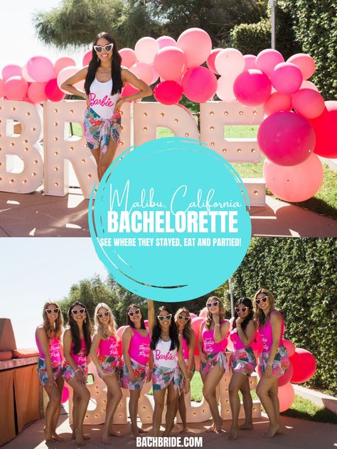 Bride-to-be Olivia had a barbie bachelorette party in Malibu, California! Check out where she stayed, eat, and partied for some major barbie bach inspiration! . . . . . #barbiebirthdayparty #barbiebacheloretteparty #barbiebachelroettepartyideas #barbiebachelorettepartyideas #barbiebacheloretteshirts #malibubacheloretteparty Malibu Bachelorette Party Ideas, Malibu Bachelorette, Bachelorette Party Nashville, Barbie Bachelorette Party, Nashville Bachelorette Weekend, Bachelorette Party Locations, Bachelorette Party Items, Barbie Bachelorette, Miami Bachelorette Party