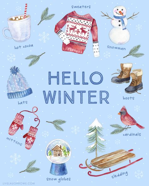 Winter Meme, Winter Printables, Winter Bucket List, Winter City, Hot Sweater, Winter Illustration, Happy Winter, Hello Winter, Winter Love