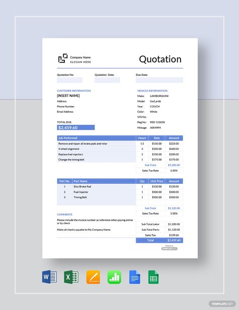 Free Vehicle Repair Quotation Template #AD, , #AFFILIATE, #Vehicle, #Free, #Repair, #Template, #Quotation Quotation Design, Quotation Sample, Invoice Format In Excel, Quotation Template, Medical Report, Quotation Format, Business Bookkeeping, Office Templates, Service Quotes