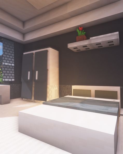 #Minecraft #Building #Howtobuild Minecraft Building Ideas House Modern, Modern Bedroom Minecraft, Minecraft Building Ideas Modern, Modern Minecraft Bedroom, Minecraft Rooms, Bedroom Minecraft, Villa Minecraft, Modern Minecraft Houses, Case Minecraft