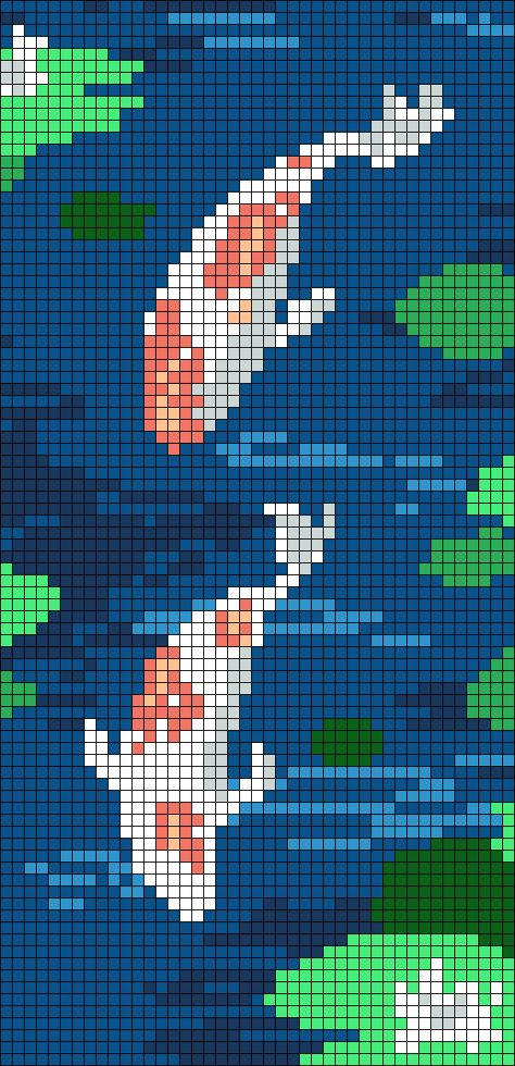 Crochet Fish Graph, Pixel Art Pattern Jellyfish, Cottage Core Alpha Pattern, Koi Alpha Pattern, Sunset Alpha Pattern, Koi Fish Alpha Pattern, Pixel Graph Crochet Chart, Jellyfish Alpha Pattern, Koi Fish Crochet Pattern