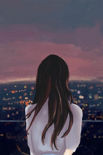 beautiful,literary,city,night view,lookout,girl Night View Painting, Digital Art Programs, Night Illustration, City Night, Illustration Art Girl, City Illustration, Illustration Background, Night View, Girls Illustration