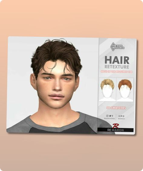 Sims 4 TO0708 Hair Retexture Mesh Needed Hair retexture for males in The Sims 4 PLEASE READ BEFORE DOWNLOAD YOU MUST DOWNLOAD THE ORIGINAL MESH IN THE REQUIRED TAB 30 Swatches Custom CAS thumbnail Teen to elder age category More information about the hair at Wings. MESH IS NOT INCLUDED. I hope you like myContinue reading "TO0708 Hair Retexture Mesh Needed By Remaron" #sims #sims4cc #original #hairstyles #gaming #teen Messy Hair Sims 4 Cc Male, Sims 4 Messy Hair Male, Mens Hair Sims 4 Cc, Original Hairstyles, Hair Gel For Men, 4 Hairstyles, Sims 4 Cc Download, Hair Male, Model Nails