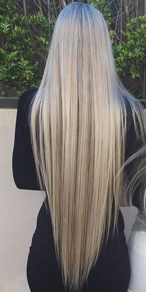 Deep V Haircut Long Hair, V Cut Hair With Layers, Very Long Blonde Hair, Long Hair Blonde, Blonde Long Hair, Pin Straight Hair, Blonde Hair Goals, White Blonde Hair, Long Silky Hair