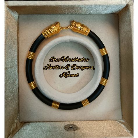 Black Kadiyam For Men, Black Rubber Gold Kada For Men, Black Kada For Men, Pendent Designs, Mens Bracelet Gold Jewelry, Man Gold Bracelet Design, Elephant Hair, Unique Gold Jewelry Designs, Gold Bracelet Simple