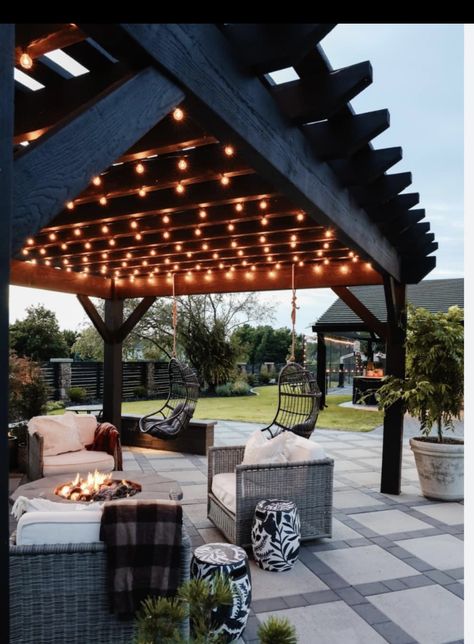 Festoon Lights Backyard, Lights Backyard, Nesting With Grace, Festoon Lights, Cottage Porch, Modern Farmhouse Diy, Outdoor Pendant Lights, Festoon Lighting, Patio Lighting