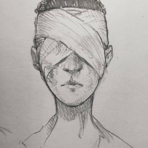 Bandages Over Eyes Reference, Eye Bandage Anime, Bandage Over Eyes, Bandages Over Eyes, Bandages Drawing Reference, Bandage Drawing, Face Bandages, Bandaged Face, Eye Bandage