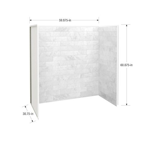 MAAX Utile 59.75-in L x 30.5-in W x 60-in H 3-Piece Marble Carrara Fiberglass/Plastic Composite Bathtub Back Wall Panel in the Bathtub Walls & Surrounds department at Lowes.com Bathtub Wall Panels, Bathtub Tile Surround, Bathtub Wall Surround, Tub Surround Ideas, Marble Carrara, Bath Surround, Shower Wall Kits, Bathtub Surround, Shower Inserts