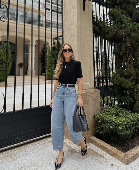 Wide Jeans Outfit, Wide Leg Jeans Outfit, Look Zara, Mode Turban, Outfit Inspo Casual, Elegante Casual, Mode Casual, Classy Work Outfits, Stylish Work Outfits