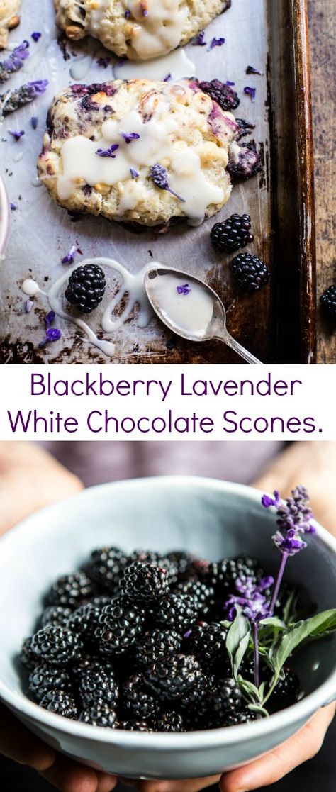 Blackberry Lavender White Chocolate Scones | halfbakedharvest.com @hbharvest Lammas Desserts, Litha Food Recipes, Scone Flavor Ideas, Scone Flavors, Chocolate Scone, White Chocolate Scones, Blackberry Lavender, Fruit Pizza Sugar Cookie Recipe, Pizza Cookies