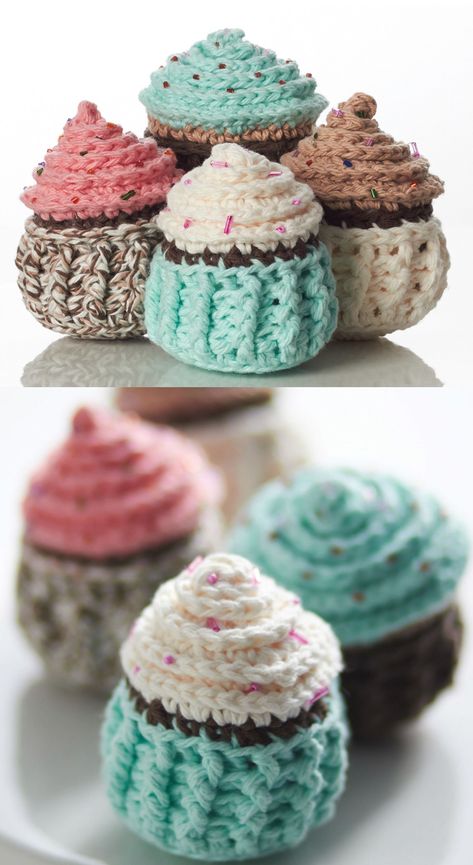 Free Crochet Pattern for Let Them Eat Cupcakes Crochet Cuddler, Yarn Projects Crochet, Crochet Kingdom, Crochet Cupcake, Crocheted Animals, Eat Cupcakes, Mini Cupcake, Handmade Stuff, Kids Crochet