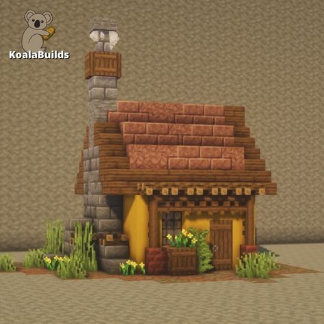 Minecraft Villager House Design, Minecraft Village Survival, Small Cool Minecraft Builds, Min3craft House Ideas, Small Cottage Core House Minecraft, Easy Minecraft Village Houses, Minecraft Masa House, Tiny Minecraft House Ideas, Small Minecraft Cottage Tutorial