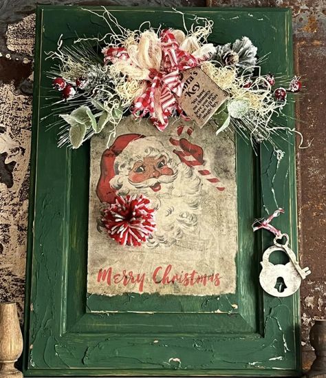 Framed Vintage Christmas Cards, Christmas Diy Frames, Christmas Decor With Picture Frames, Busted Canvas, Diy Christmas Garland, Door Crafts, Christmas Craft Fair, Christmas Note, Handmade Christmas Crafts