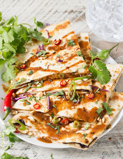 Best Quesadilla Recipe, The Chunky Chef, Chunky Chef, Thai Peanut Chicken, Fusion Recipes, Thai Chili, Thai Peanut, Peanut Chicken, Quesadilla Recipes