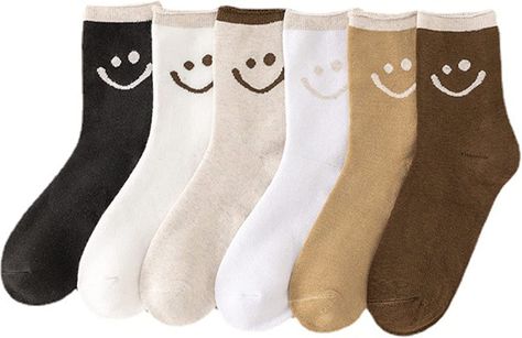 Amazon.com: GZLXS 6 Pairs Lovely Smile Face Cotton Socks, Smiley Face Socks Womens, Cute Smiling Face Socks, Knit Socks for All Seasons, in Six Styles to Choose From.(6 pairs) : Clothing, Shoes & Jewelry Brown Smiley Face, Smiley Face Socks, Smiley Smile, Face Socks, Socks Womens, Lovely Smile, Coffee Fashion, Have A Day, Smiling Face