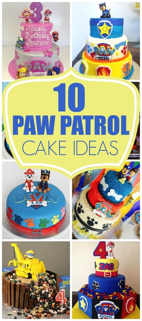 10 Perfect Paw Patrol Birthday Cakes - Pretty My Party Paw Patrol Birthday Cakes, Paw Patrol Cake Ideas, Paw Patrol Birthday Decorations, Paw Patrol Party Decorations, Paw Patrol Birthday Cake, Paw Patrol Cake, Paw Patrol Birthday Party, Patrol Party, Paw Patrol Party