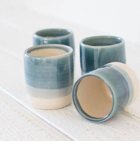 Tumbler "Tide" Set of 4 - Ceramic Cup - Blue Ceramic Tumbler - Coffee Mug - Drinking Glass - Set of Clay Glazing, Tea Corner, Pretty Pottery, Tiffany Glass Art, Throwing Clay, Diy Pottery Painting, Pottery Inspo, Glass Art Pictures, Clay Things