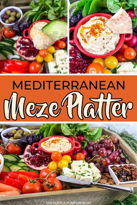 This Mediterranean Meze Platter is a delicious and trendy way to cater for a small outdoor gathering, an impromptu lunch or to just have as an enjoyable sharing platter that you can enjoy with your partner whilst dreaming of distant lands. There are so many different ways of constructing this vibrant and tasty masterpiece, meaning you can recreate it, mix it up and impress time and time again. Mediterranean Platter, Mezze Platter Ideas Appetizers, Greek Mezze Platter, Medditeranean Platter, Mediterranean Mezze Platter, Mediterranean Hummus Platter, Mediterranean Dip, Meze Platter, Mediterranean Appetizers