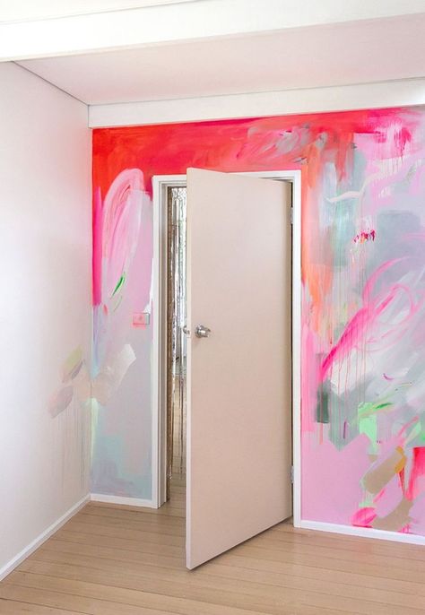 Camille Javal, Abstract Mural, Bedroom Murals, Creative Jobs, Creative Portfolio, Pastel Colours, The Loop, Mural Art, Cheap Home Decor