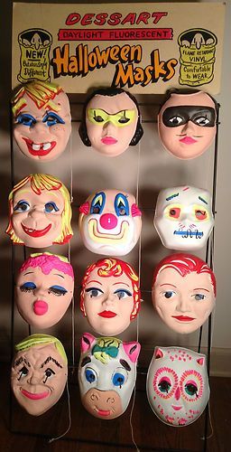 mask display Vintage Halloween Masks, Vintage Masks, Halloween Rules, Vintage Halloween Costume, Halloween Displays, Vintage Memory, Oldies But Goodies, Childhood Toys, Retro Halloween