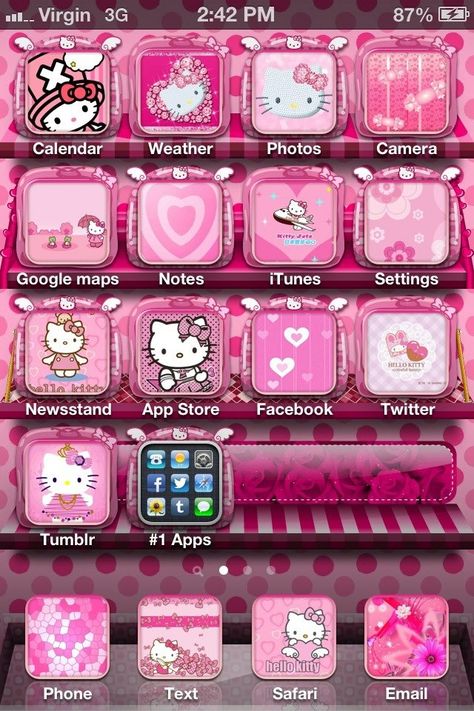 First hello kitty love Hello Kitty Tv Icon, 2014 Phone Layout, Mcbling Homescreen, Gyaru Hello Kitty, Kitty House, Hello Kitty Y2k, Hello Kitty House, Charmmy Kitty, Kitty Love