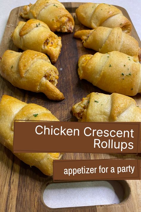 Are you ready for a finger food that will wow your guests? Look no further than these Chicken Crescent Rollups! This delicious appetizer is perfect for a crowd, featuring succulent chicken, savory bacon, and melty cheddar cheese all wrapped in Pillsbury crescent rolls. This easy-to-make and scrumptious appetizer is sure to impress everyone who tries it. Don't miss out on this crowd-pleaser - save this appetizer recipe for later! Chicken Recipes Appetizers, Chicken Finger Foods, Crescent Rollups, Rollups Appetizers, Chicken Appetizers Easy, Pillsbury Crescent Roll Recipes, Crescent Roll Recipes Dinner, Crescent Roll Appetizers, Baked Stuffed Chicken