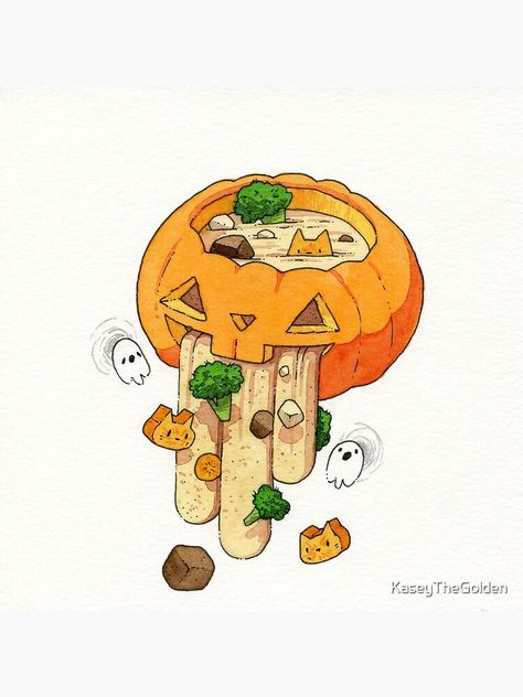 "FOOD - Pumpkin" Art Print by KaseyTheGolden | Redbubble Kasey Golden, Tokyo Treat, Halloween Digital Art, Pumpkin Drawing, Pumpkin Illustration, Pumpkin Art, Printed Art, Watercolor Illustrations, Pumpkin Soup