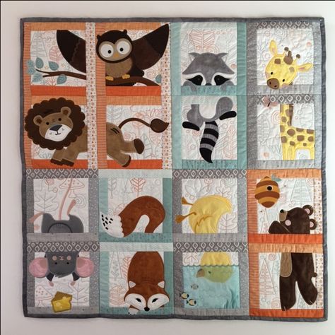 Vintage Baby Quilt, Woodland Quilt, Mermaid Quilt, Animal Baby Quilt, Personalized Baby Quilt, Patchwork Quilt, Boys Quilt Patterns, Patchwork Baby, Baby Boy Quilts