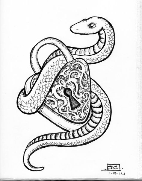 serpent & heart shaped lock illustration by Ivonne Carley Dark Artwork, Heart Shapes, Graphic Art, Tattoos, Art