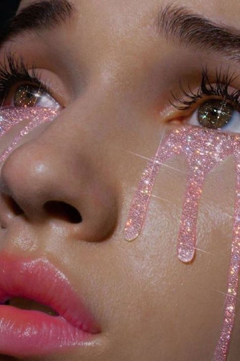 crying but make it ~pretty~ #glittertearsaesthetic #pinkglitteraesthetic #pinkglittertears #pinkaesthetic Glitter Photo Shoots, College Pics, Glitter Tears, Pink Emo, Dope Pics, Portrait Album, Door Aesthetic, Room Collage, Angel Makeup