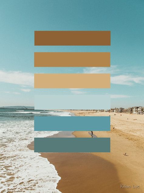 "Surfers on a beach | colorpalette" von Kilian Luc | Redbubble Surfer Color Palette, Beach Color Palette, Beach Color Palettes, Colour Pallets, Retro Color Palette, By Kilian, Beach Color, Bear Decor, Big Boy Room