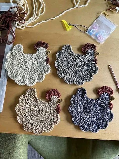 Free Crochet Patterns for All Levels and Crafters on the Tedooo app! | My new passion.. | Facebook Chicken Coasters, Chicken Pattern, Crochet Chicken, Crochet Items, Free Crochet Patterns, Crocheted Item, Free Crochet Pattern, Free Crochet, Coasters