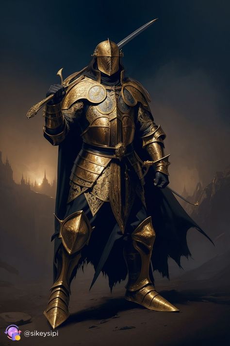 Our knights in black armor, adorned with gold, bring a second life to war. Mystique and enigma envelop this world, creating a unique impression. These breathtaking images were crafted using Stable Diffusion technology and the majicMIX horror model. Black And Gold Knight, Gold Knight, Gold Armor, Black Armor, Black Metal Art, Mystical World, Knight Armor, World Of Fantasy, Blackest Knight