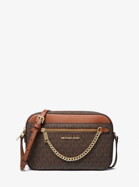 Modern Michael Kors Shoulder Bag With Zipper Closure, Michael Kors Leather Shoulder Bag With Zipper Pocket, Michael Kors Crossbody Shoulder Bag With Zipper, Trendy Michael Kors Bags For On-the-go, Michael Kors Jet Set Crossbody Bag, New Jet, Michael Kors Crossbody Bag, Michael Kors Outlet, Bags Logo