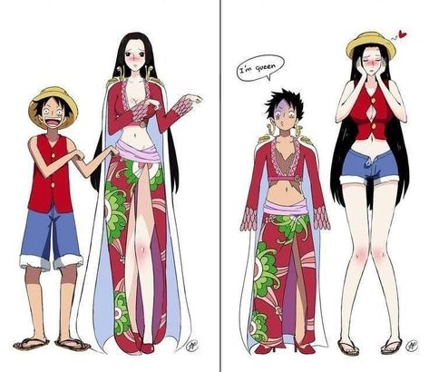 One Piece Genderbend, Female Luffy, Meme One Piece, Luffy X Hancock, Luffy Outfits, Cp9 One Piece, Robin Outfit, One Piece Boa Hancock, Luffy And Hancock