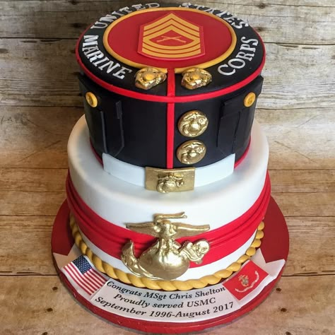 Marine Corps Retirement Cake, Army Retirement Cake, Marine Corps Cake, Marine Retirement, Usmc Retirement, Marine Corps Retirement, Military Retirement Party, Usmc Dress Blues, Usmc Birthday