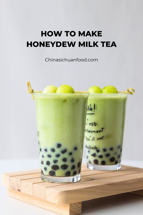 honeydew milk tea is a lovely fruity bubble tea with a lovely green color. It is creamy, sweet with a little bitter taste. Honeydew Boba Tea Recipe, Honeydew Milk Tea Recipe, Honey Dew Boba, Hot Bubble Tea, Chinese Milk Tea Recipe, Honeydew Boba Tea, Honeydew Recipe, Honeydew Boba, Honeydew Milk Tea