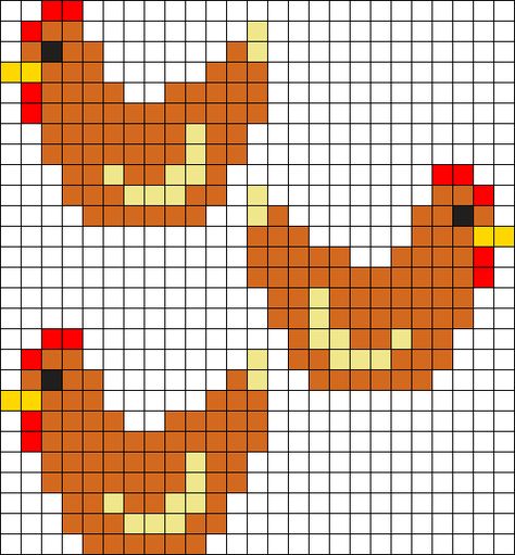 Three French Hens Cross Stitch Patterns Chickens, Hen Cross Stitch, Cross Stitch Chicken Pattern, Knit Chicken Hat Pattern, Chicken Bead Pattern, Perler Beads Square, Chicken Knitting Pattern, Chicken Cross Stitch Patterns, Animal Bead Patterns