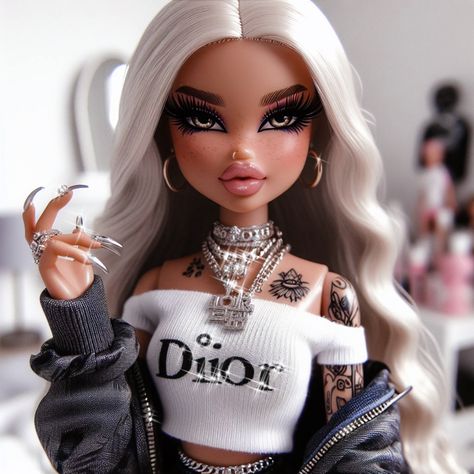 Toxic Tiktok, Don't Let Others Bring You Down, Dream Doll Aesthetic, Chola Aesthetic, Drawing Makeup, Makeup Doll, Nails Jewelry, Black Bratz Doll, Classy Short Dresses