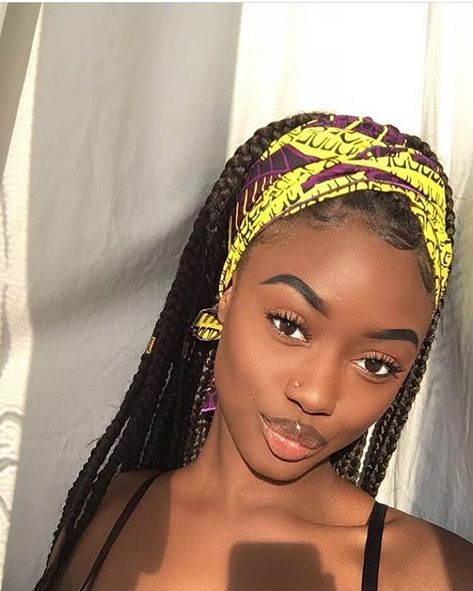 @antamilan is a stunner in the Osumare Headwrap  We love how she paired it with a protective style braids! Which protective styles do you like wearing your wraps with? Let us know  Shop: ceeceesclosetnyc.com  #headwraps #protectivehairstyles #protectivestyles #protectivestyling #turban #turbans #turbanista #africanprint #blackfashionista #blackfashion #beauty #blackgirlmagic #blackgirlsrock Hair Scarf Ideas, Half Braided Hairstyles, Protective Style Braids, Headwrap Hairstyles, Scarf Ideas, Hair Wrap Scarf, Hair Scarf Styles, Head Scarf Styles, Ribbon Hairstyle